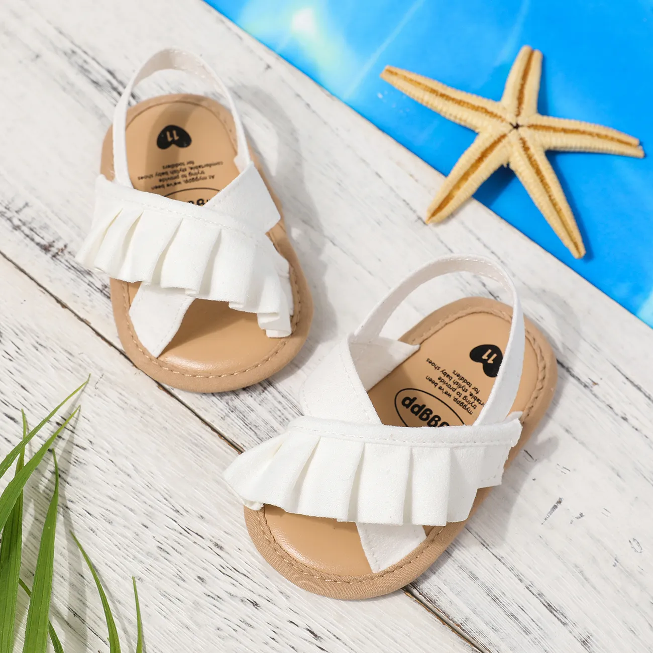 Baby Ruffle Sweet Solid Toddler Sandals  White big image 1
