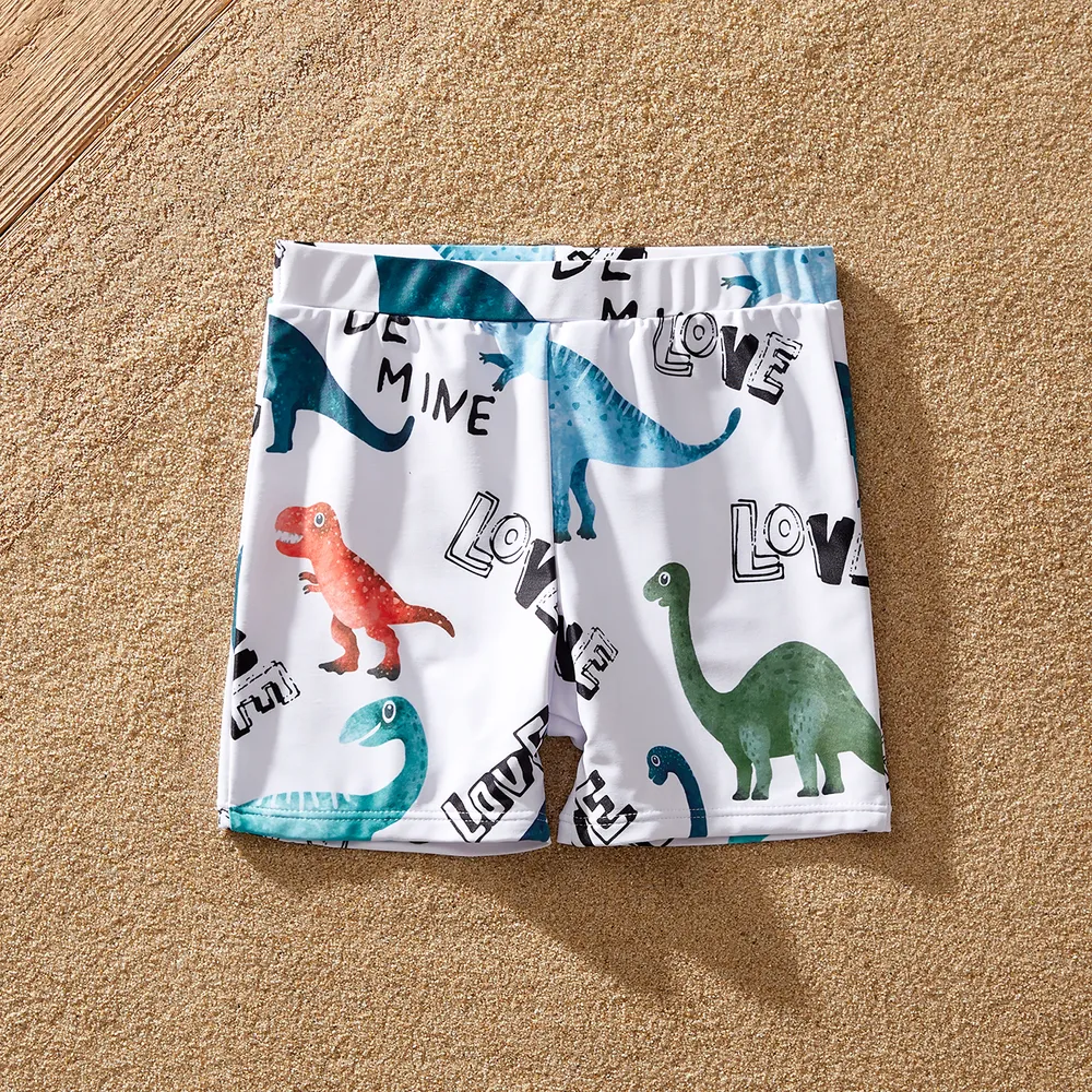 Family Matching Dinosaur Print Ruffled Two-piece Swimsuit or Swim Trunks Shorts  big image 1