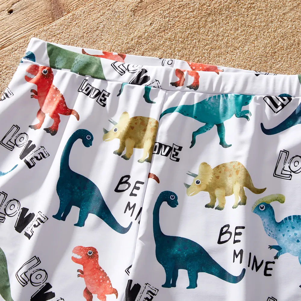 Family Matching Dinosaur Print Ruffled Two-piece Swimsuit or Swim Trunks Shorts big image 13