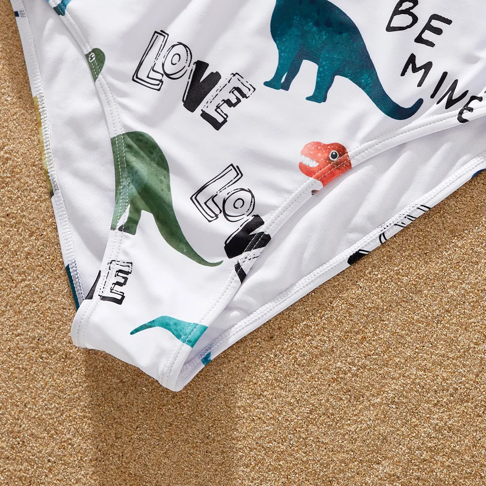 Family Matching Dinosaur Print Ruffled Two-piece Swimsuit or Swim Trunks Shorts big image 11
