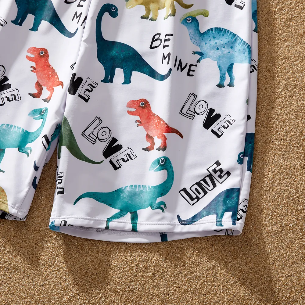 Family Matching Dinosaur Print Ruffled Two-piece Swimsuit or Swim Trunks Shorts big image 5
