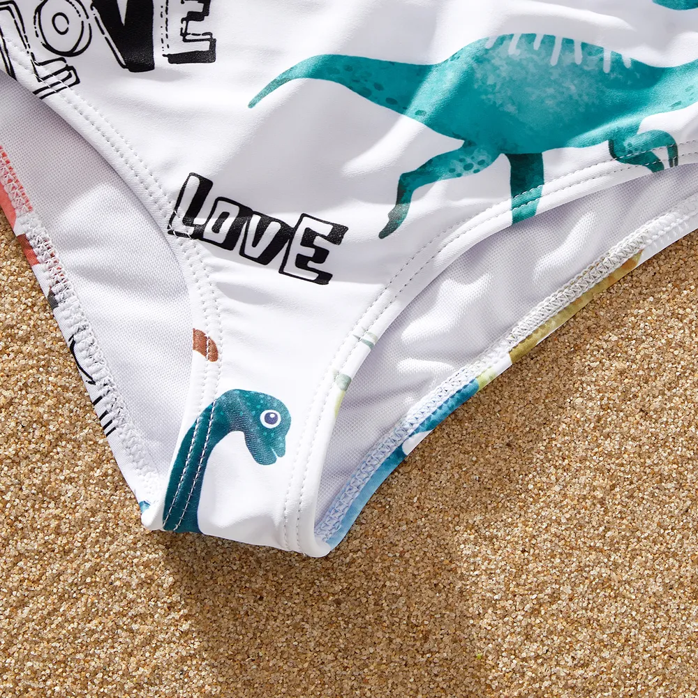 Family Matching Dinosaur Print Ruffled Two-piece Swimsuit or Swim Trunks Shorts big image 8