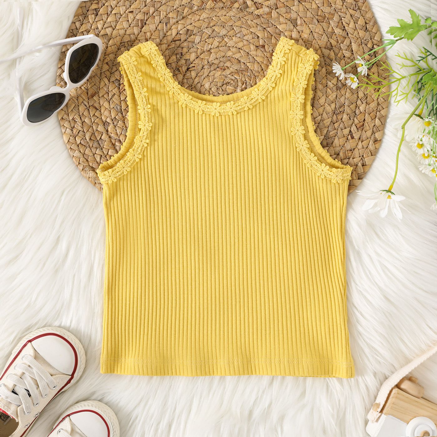 

Toddler Girl Solid Guipure Lace Rib-knit Tank Top