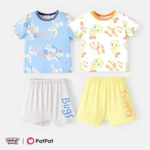 Looney Tunes Baby Boy 2pcs Naia™ Character Print Short-sleeve Tee and Letter Print Shorts Set