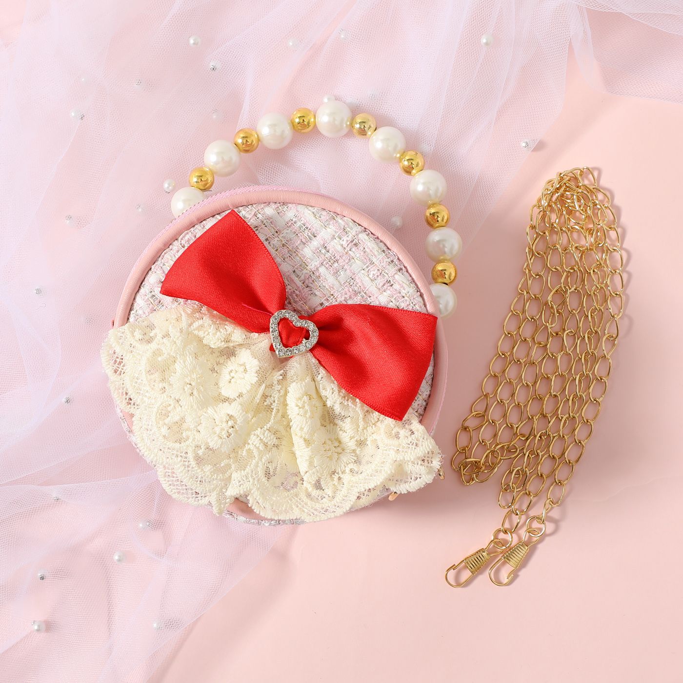 

Toddler/Kid Girl Bow Decor Pearl Handbag