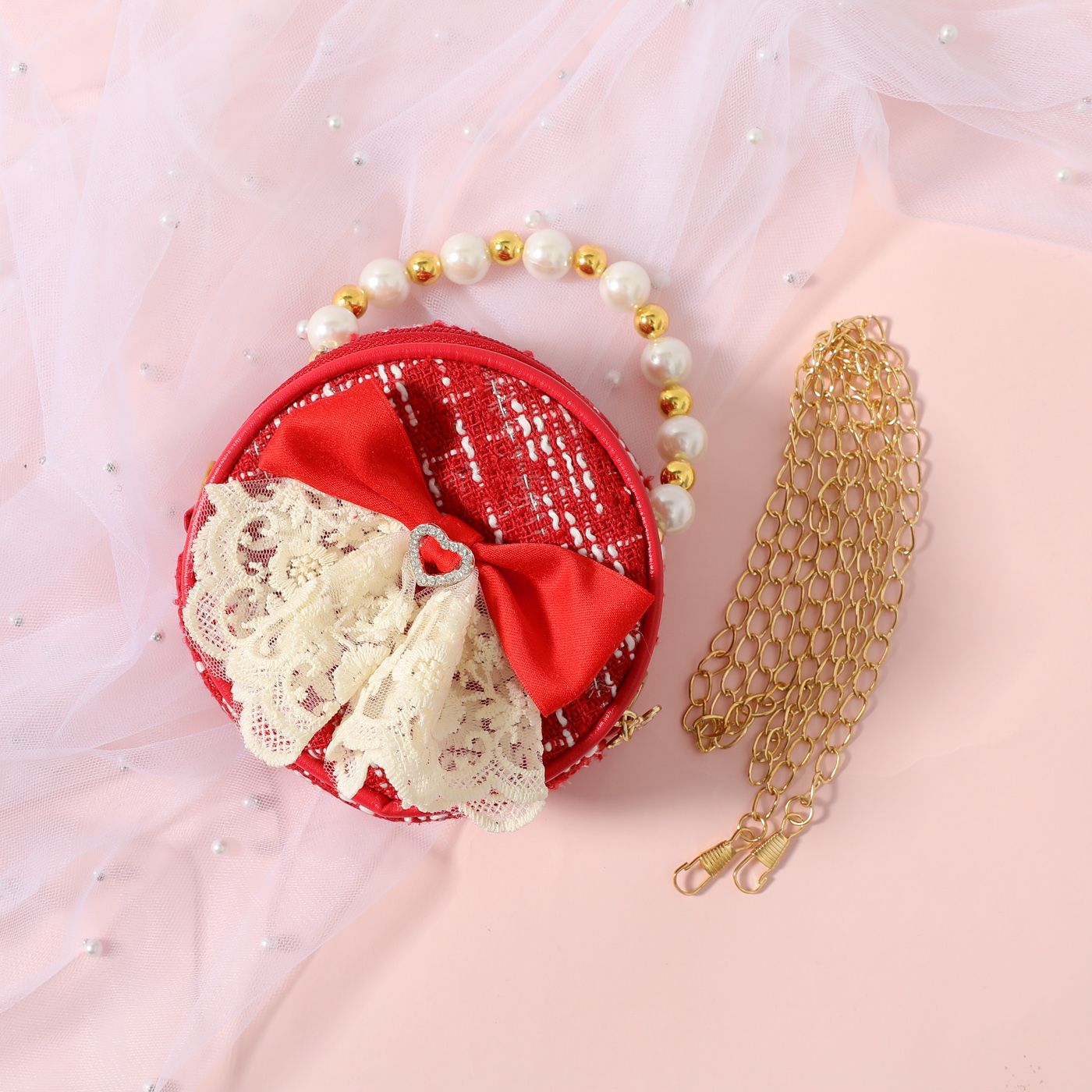 

Toddler/Kid Girl Bow Decor Pearl Handbag