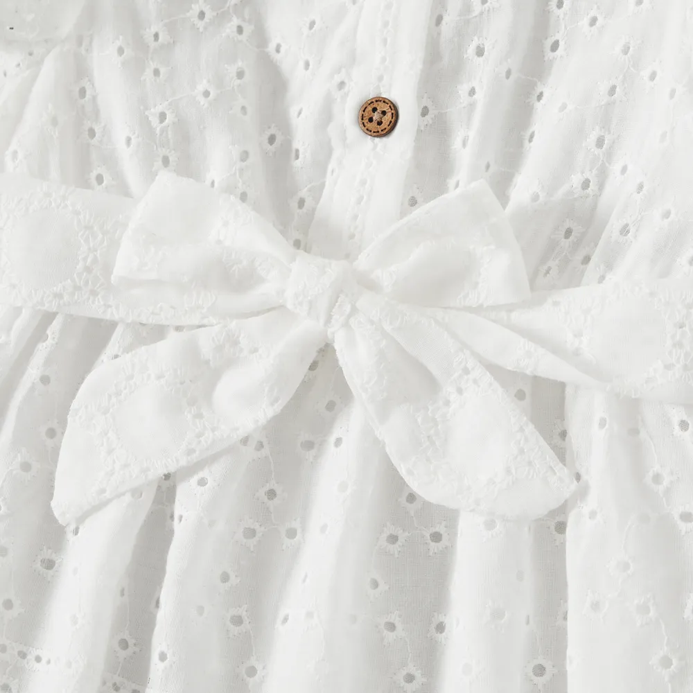 Mommy and Me 100% Cotton Solid Textured Flutter-sleeve Belted Dresses big image 4
