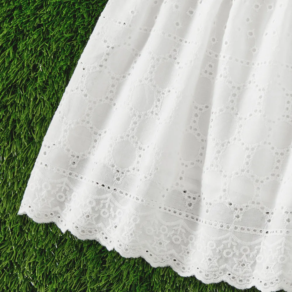 Mommy and Me 100% Cotton Solid Textured Flutter-sleeve Belted Dresses big image 5