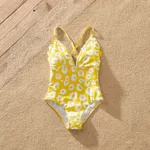Family Matching Allover Print Scallop Trim One Piece Swimsuit or Striped Swim Trunks Shorts  image 6