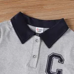 2pcs Kid Boy Letter Embroidered Colorblock Polo Neck Short-sleeve Top and Shorts Set   image 3