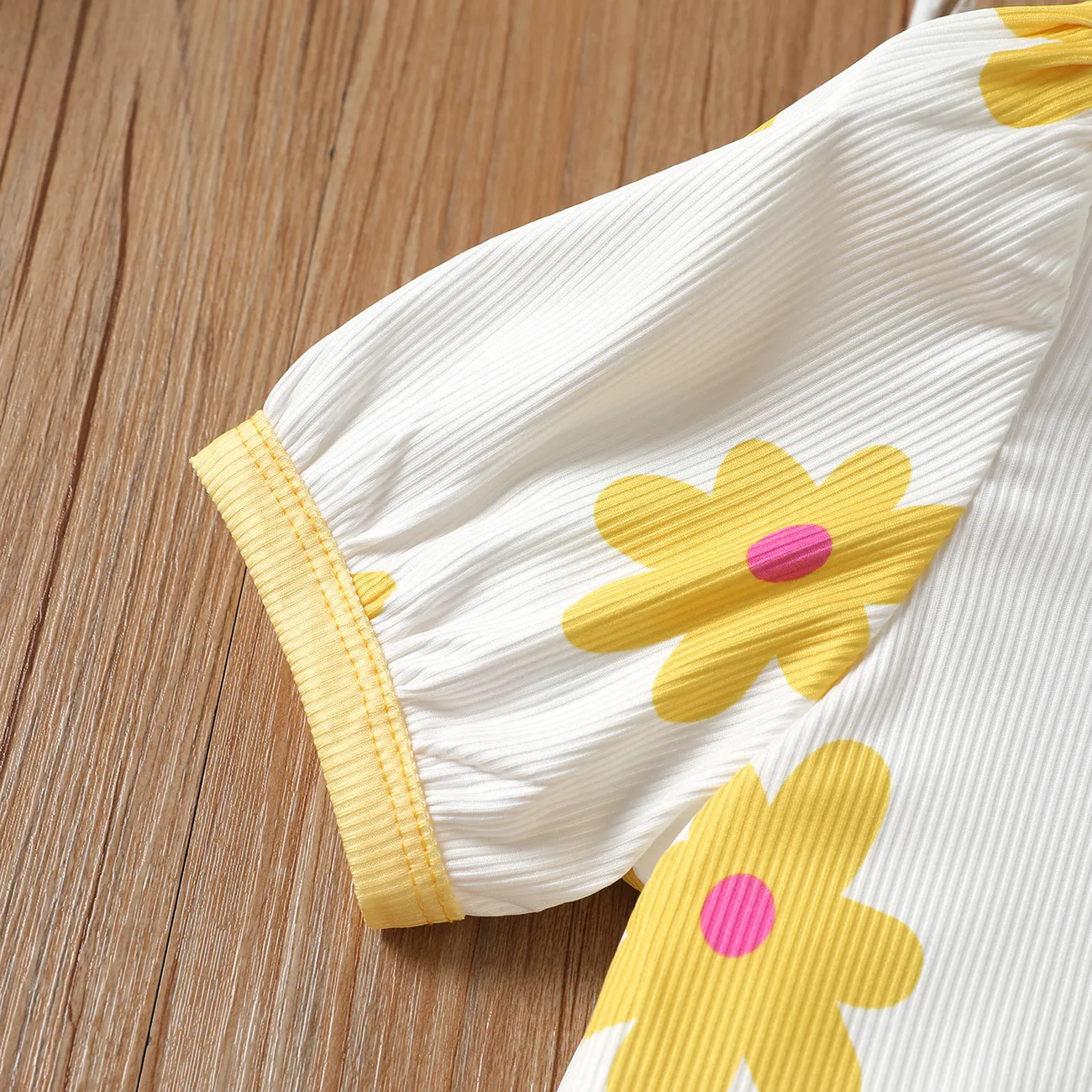 Kid Girl Allover Flower Print Short-sleeve Tee Yellow big image 1