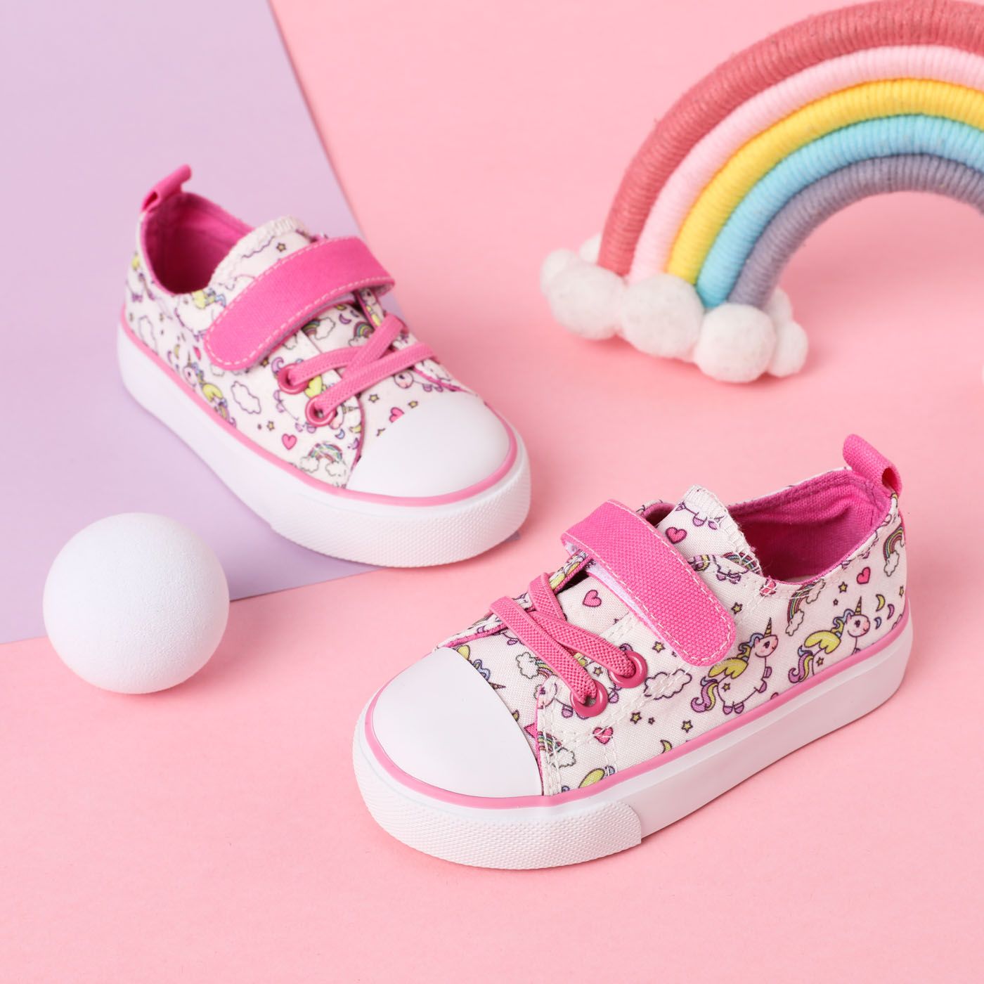 Toddler / Kid Rainbow & Horse Print Velcro Flat Casual Shoes