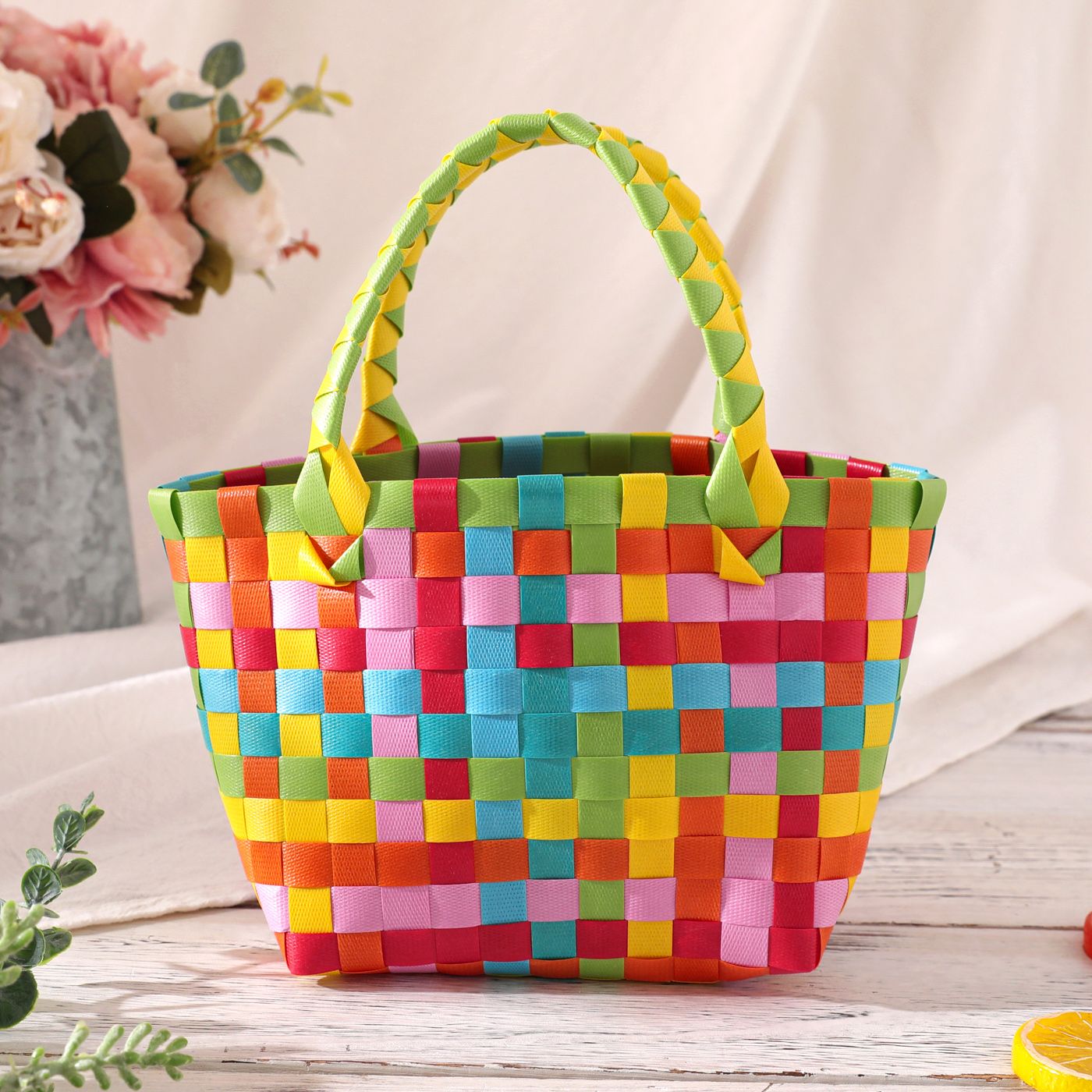 

Toddler/Kid Girl Large Capacity Outdoor Woven Basket