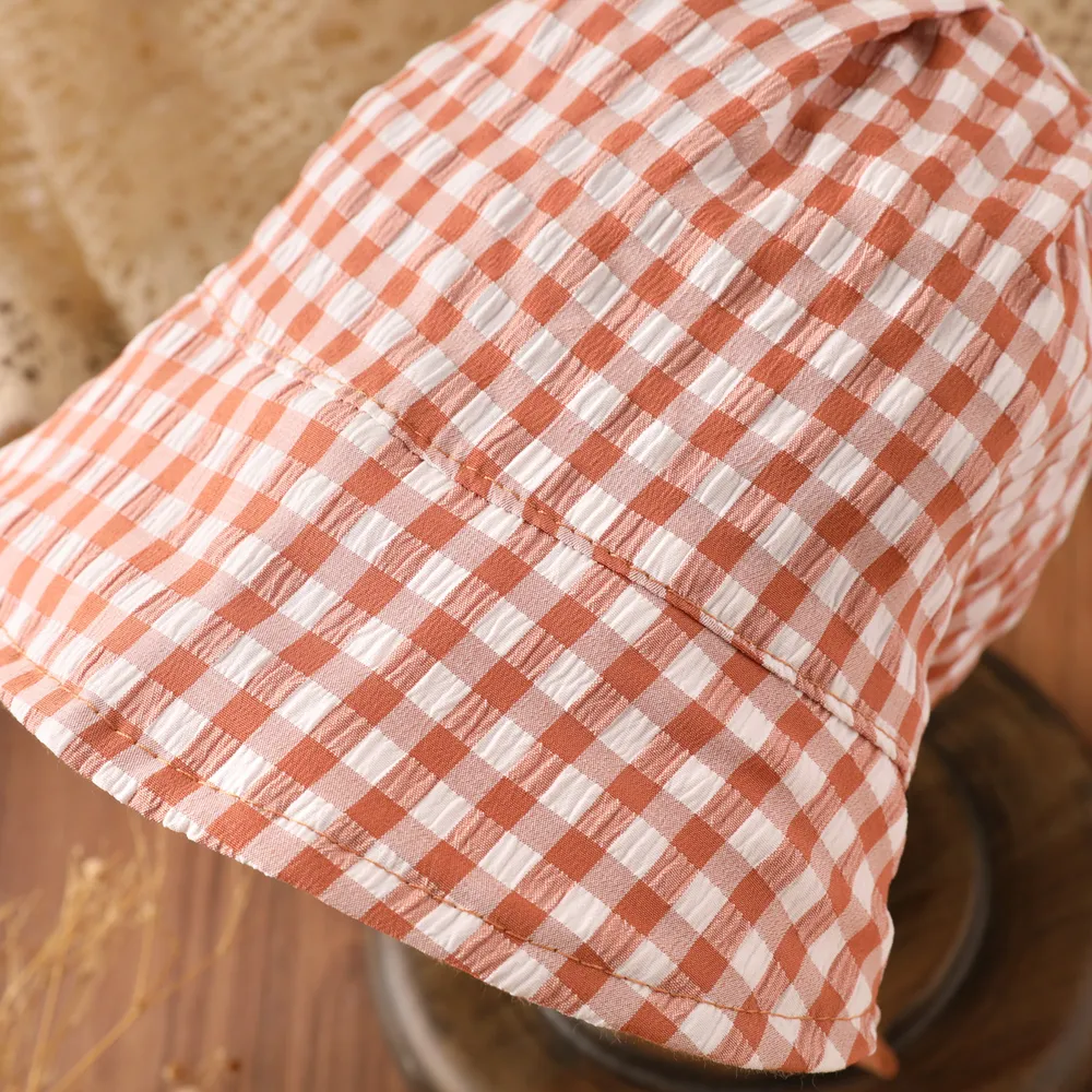 Baby Girl 100% Cotton Plaid Hat big image 5