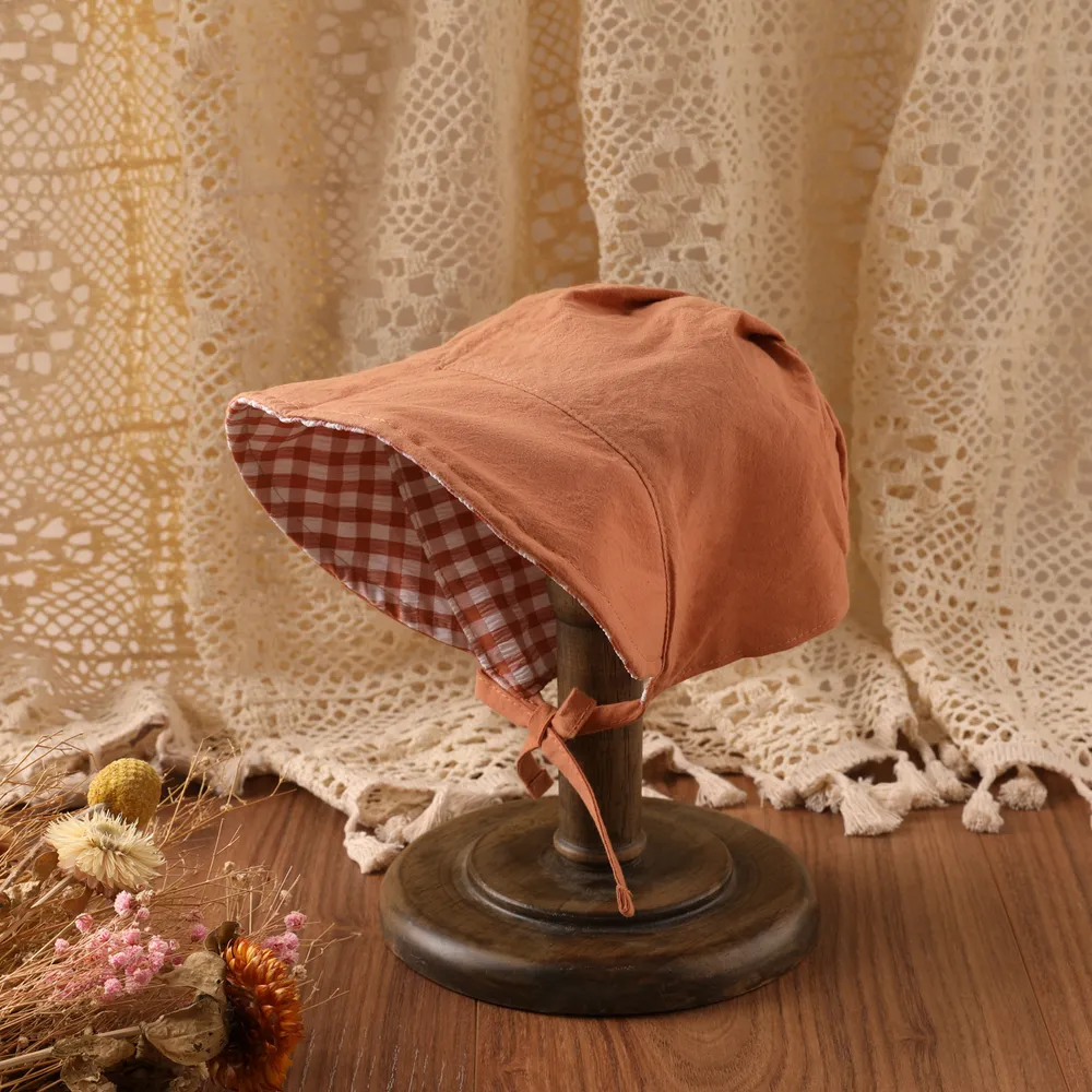 Baby Girl 100% Cotton Plaid Hat big image 3