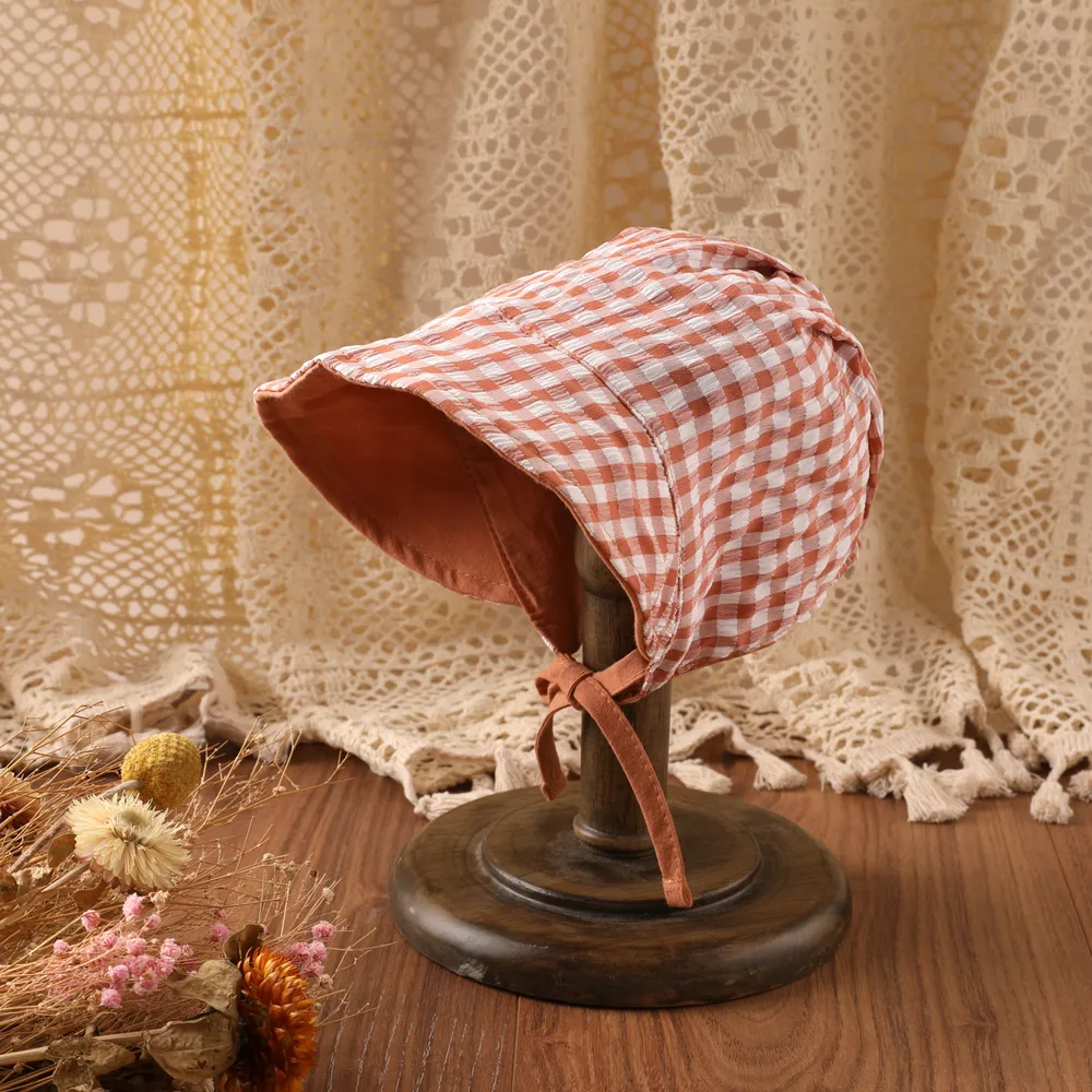 Baby Girl 100% Cotton Plaid Hat big image 2