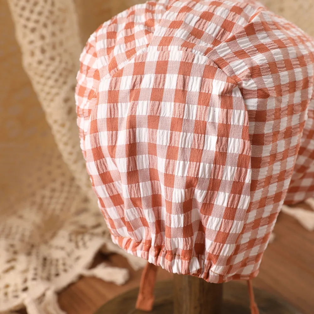 Baby Girl 100% Cotton Plaid Hat big image 4