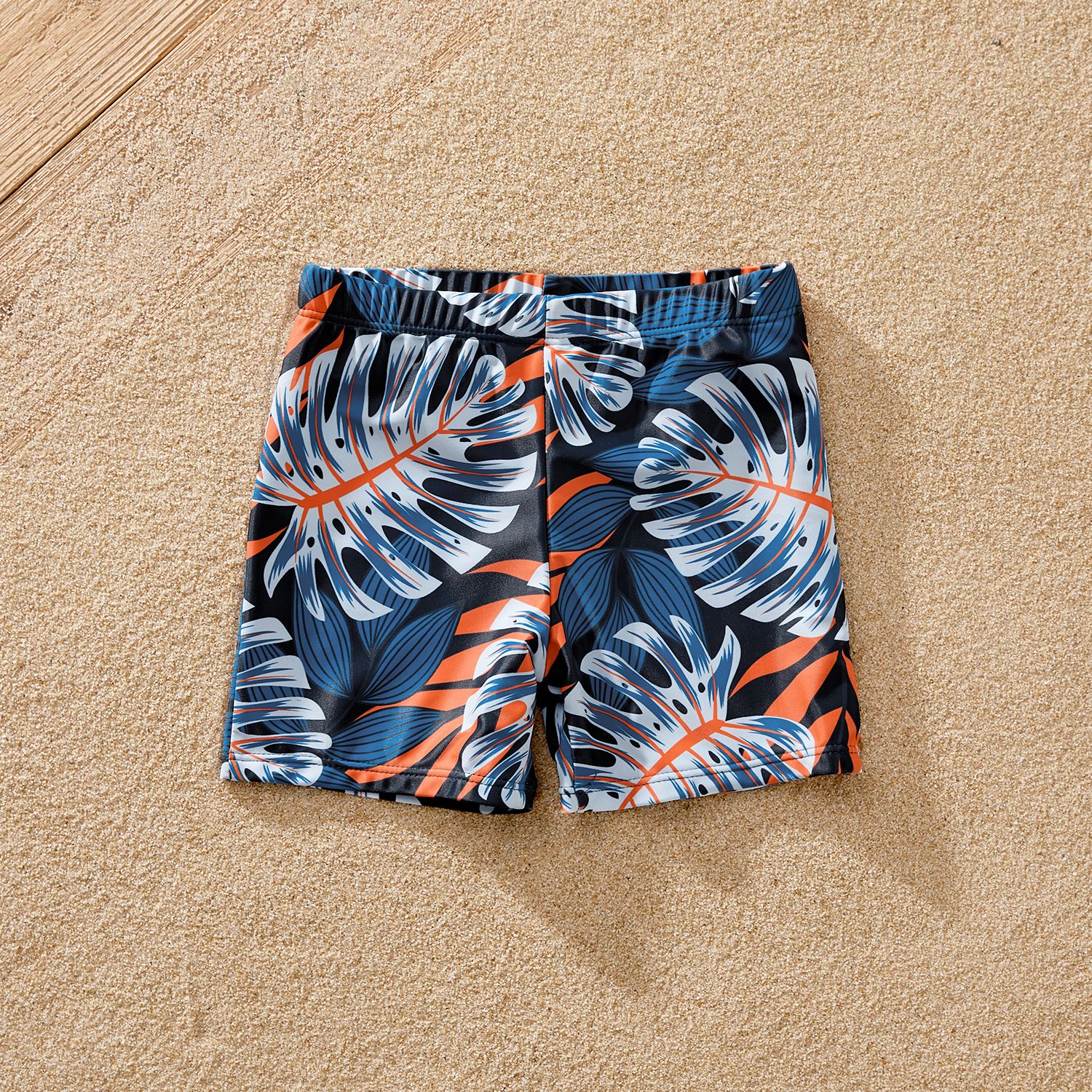 Family Matching Plant Print Ruffled Two-piece Swimsuit Or Swim Trunks Shorts