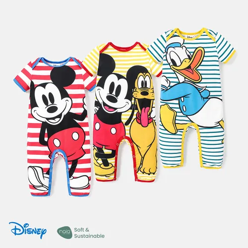 Disney Mickey and Friends Baby Boy/Girl Striped Short-sleeve Graphic Naia™ Jumpsuit