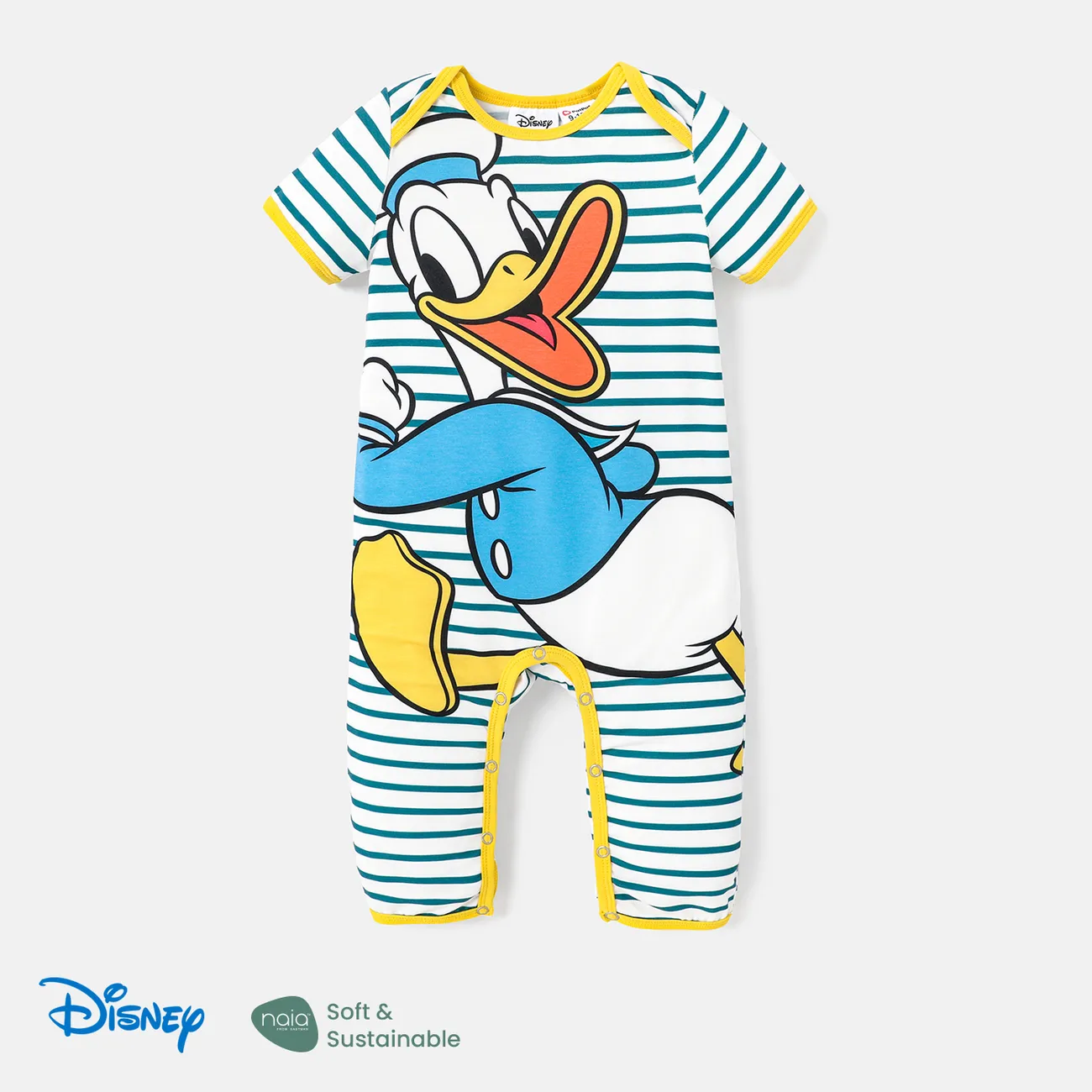 Disney Mickey and Friends Baby Boy/Girl Striped Short-sleeve Graphic Naia™ Jumpsuit big image 1