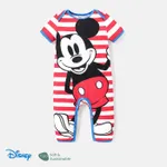 Disney Mickey and Friends Baby Boy/Girl Striped Short-sleeve Graphic Naia™ Jumpsuit Red