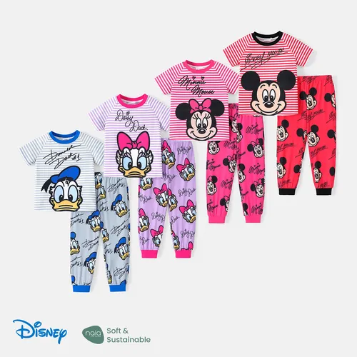 Disney Mickey and Friends Toddler Girl/Boy 2pcs Naia™ Character & Stripe Print Short-sleeve Tee and Pants Set