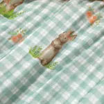 Baby Girl 100% Cotton Ruffled Spliced Rabbit Print Gingham Sleeveless Romper  image 5