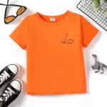 Kid Boy Dinosaur Print Solid Short-sleeve Tee  Orange