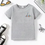 Kid Boy Dinosaur Print Solid Short-sleeve Tee  Grey