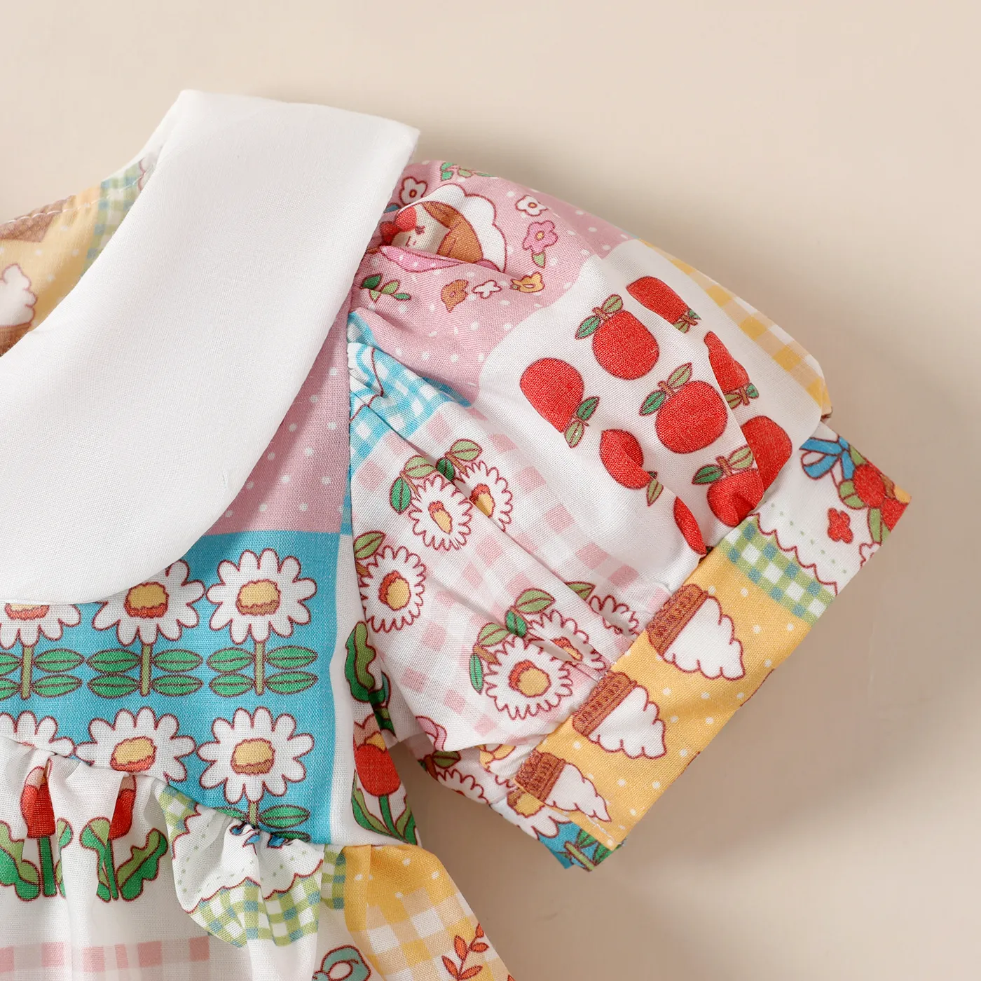 Baby Girl 100% Cotton Allover Print Doll Collar Dress  White image 5