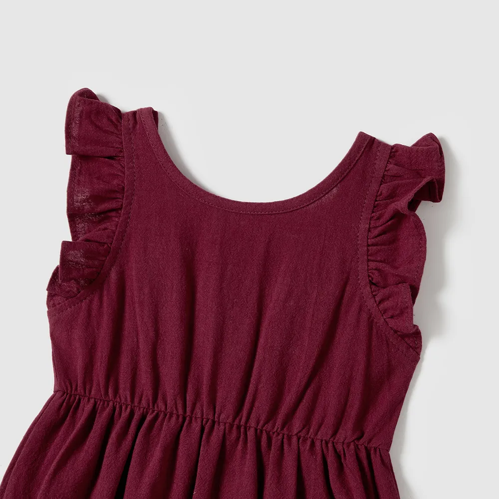 Family Matching Patch Pocket Short-sleeve Button Up Belted Dresses and Striped Short-sleeve T-shirts Sets big image 3