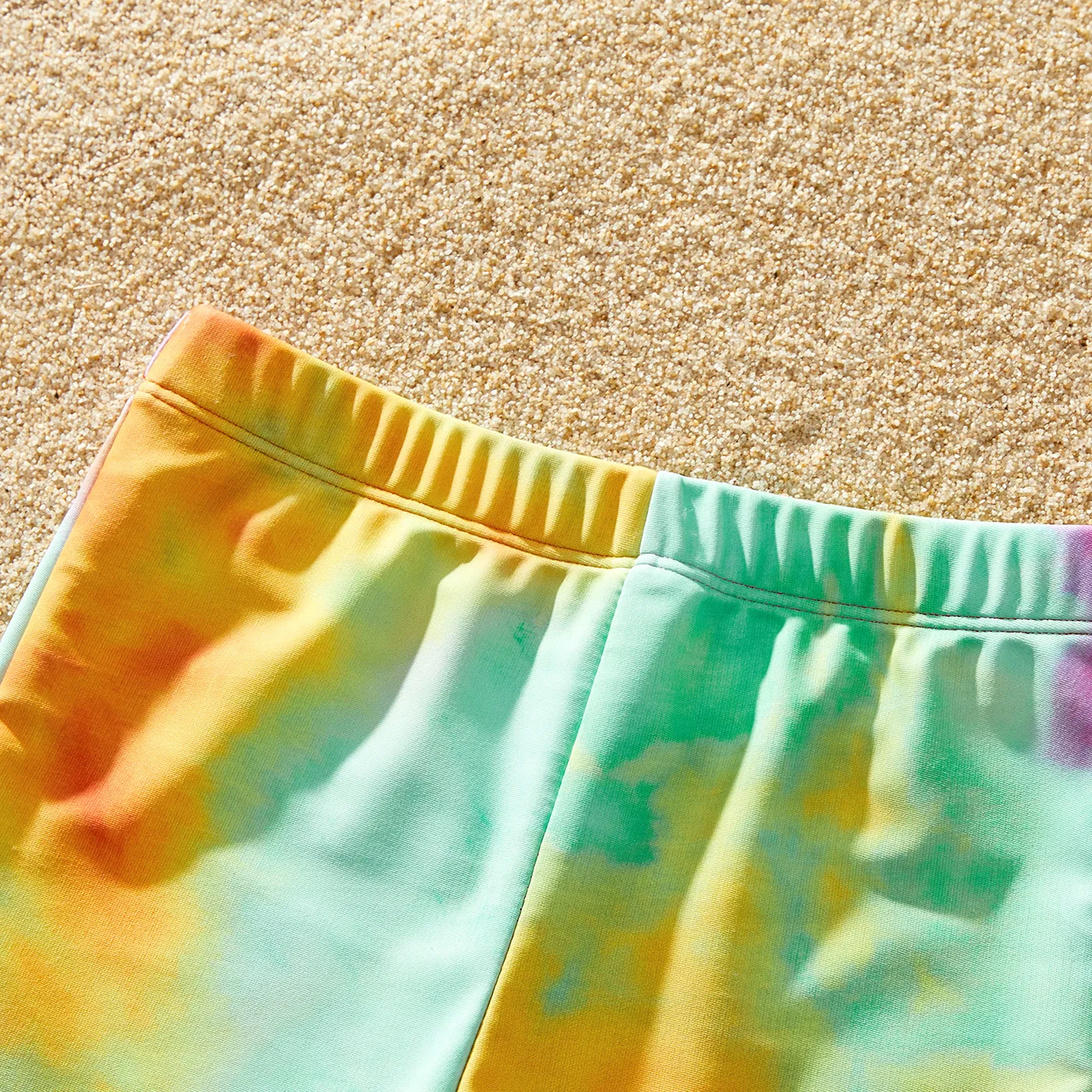 Family Matching Tie Dye Cut Out Waist One-Shoulder One-piece Swimsuit or Swim Trunks Shorts MultiColour image 5