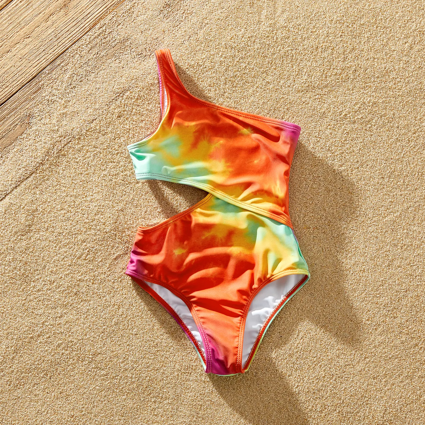 Family Matching Tie Dye Cut Out Waist One-Shoulder One-piece Swimsuit or Swim Trunks Shorts MultiColour image 6
