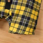 Baby Boy Button Front Bow Tie Plaid Suspender Combo Romper  image 5