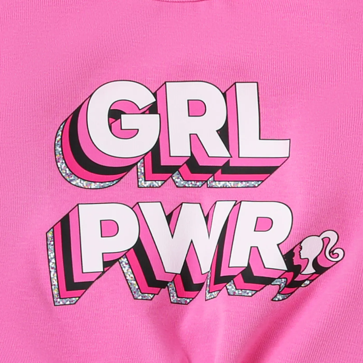 Barbie 2 unidades Criança Menina Bainha assimétrica Básico conjuntos de camisetas preto/rosa image 3