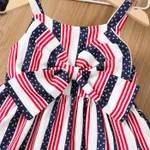 Independence Day 2pcs Toddler Girl Bow Front Striped Cami Top and 100% Cotton Ripped Denim Shorts Set  image 4