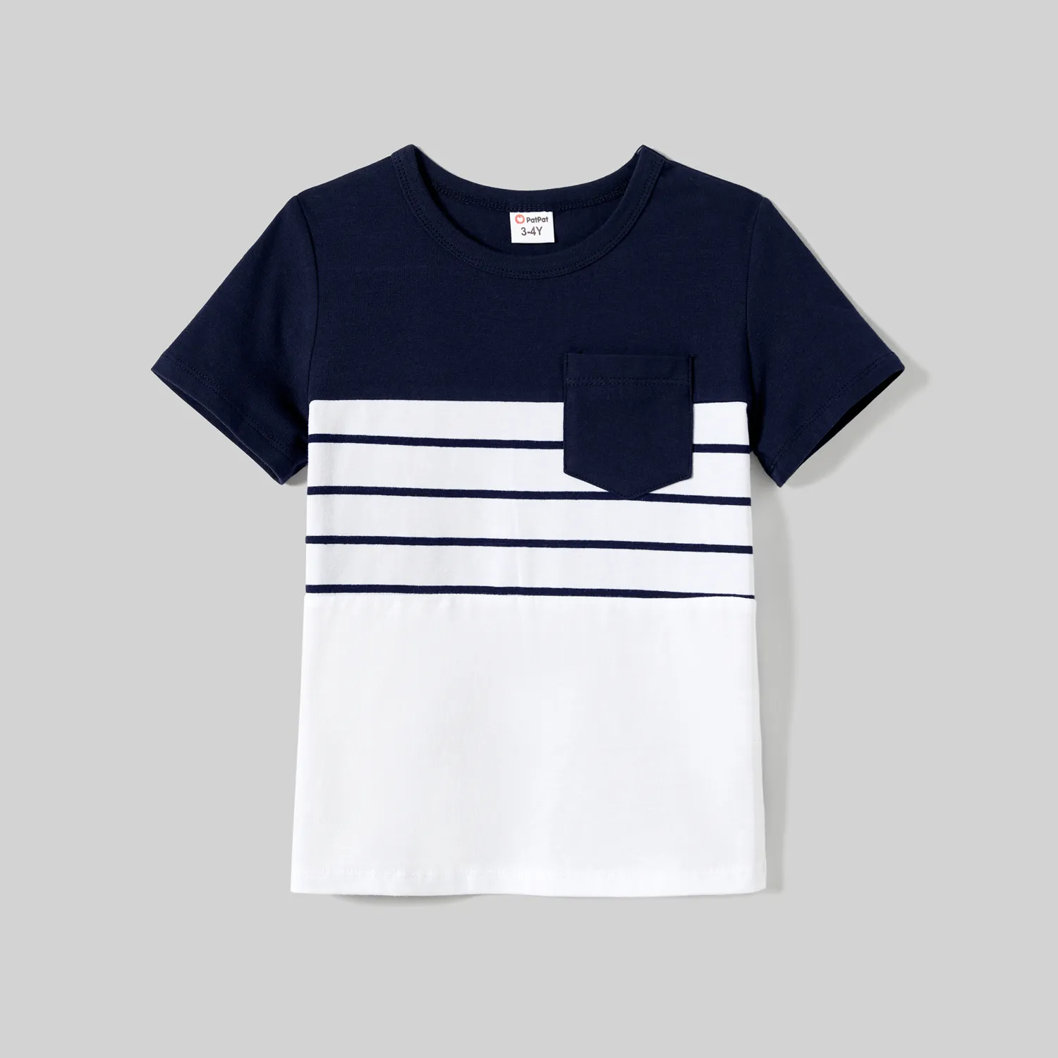 Family Matching Striped Panel Belted Tank Dresses and Cotton Colorblock Short-sleeve T-shirts Sets  image 5