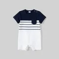 Family Matching Striped Panel Belted Tank Dresses and Cotton Colorblock Short-sleeve T-shirts Sets  image 1