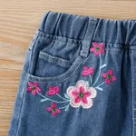 Toddler Girl Floral Embroidered Denim Shorts  image 4