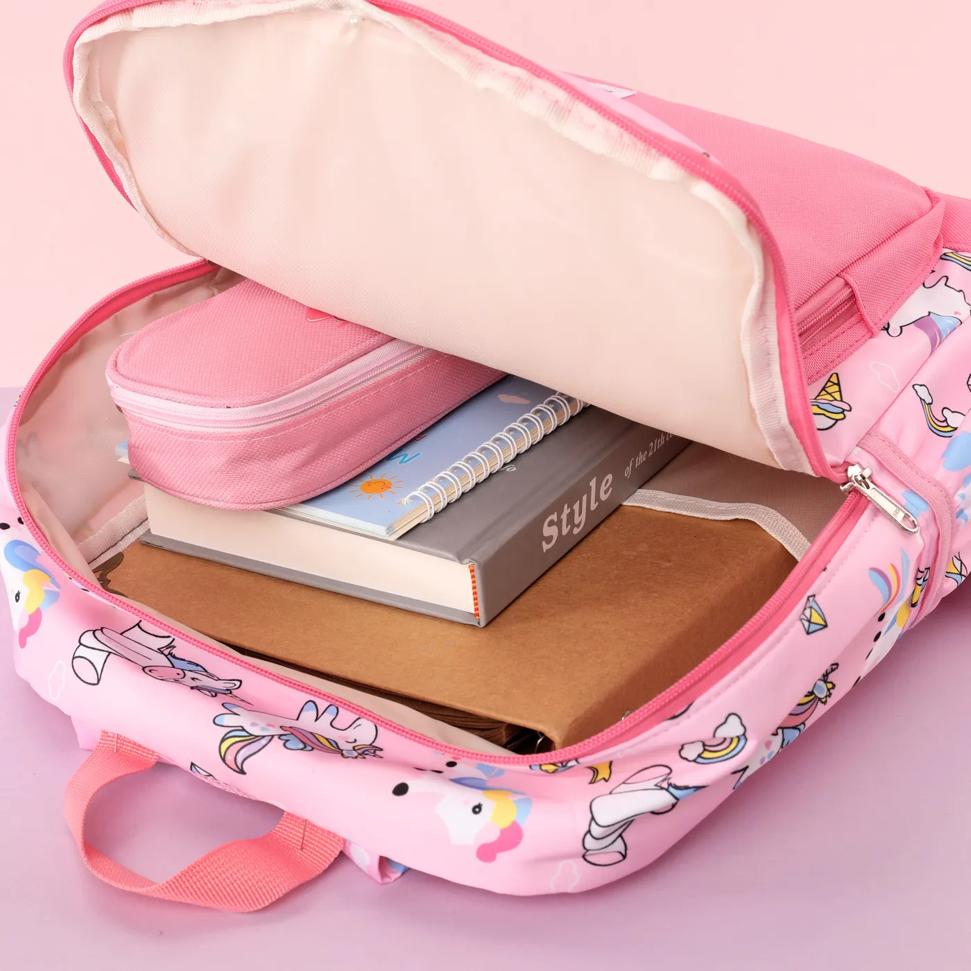 Toddler/Kid Girl Unicorn Print Convenient and Large Capacity Backpack with Double Shoulder Straps Pink image 4