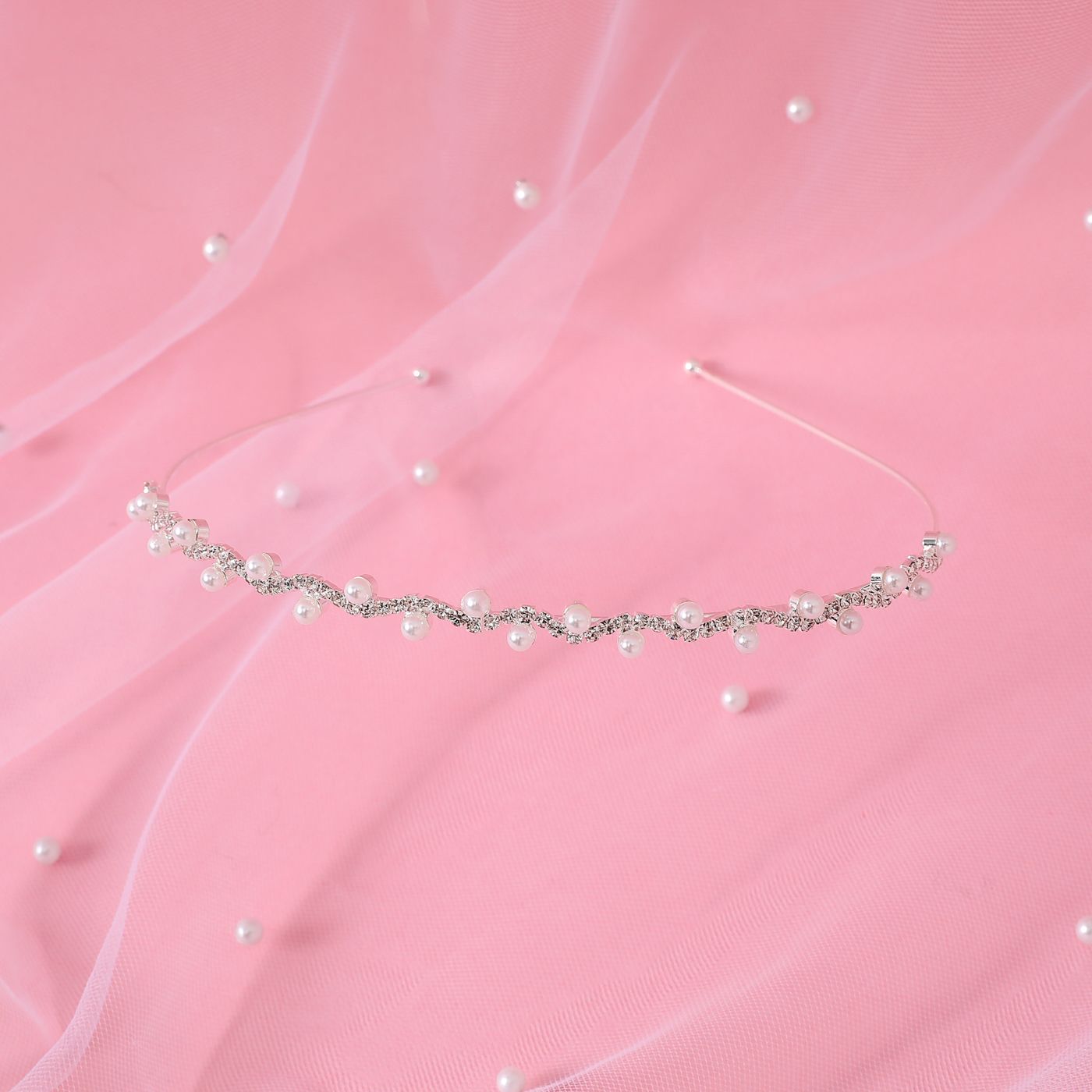 Rhinestone Inlaid Pearl Fashion Hair Accessory For Kid Girls