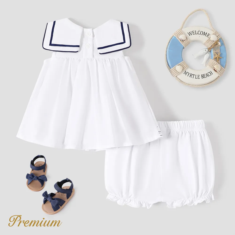 2pcs Baby Girl 100% Cotton Statement Collar Sleeveless Top and Bow Decor Cotton Shorts Set big image 11