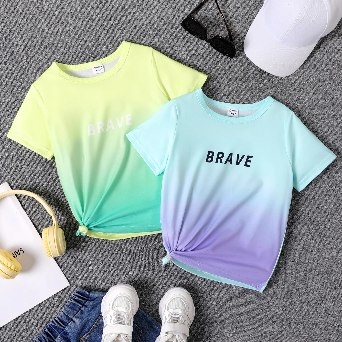 Kid Boy Letter Print Short-sleeve Ombre Tee   image 2