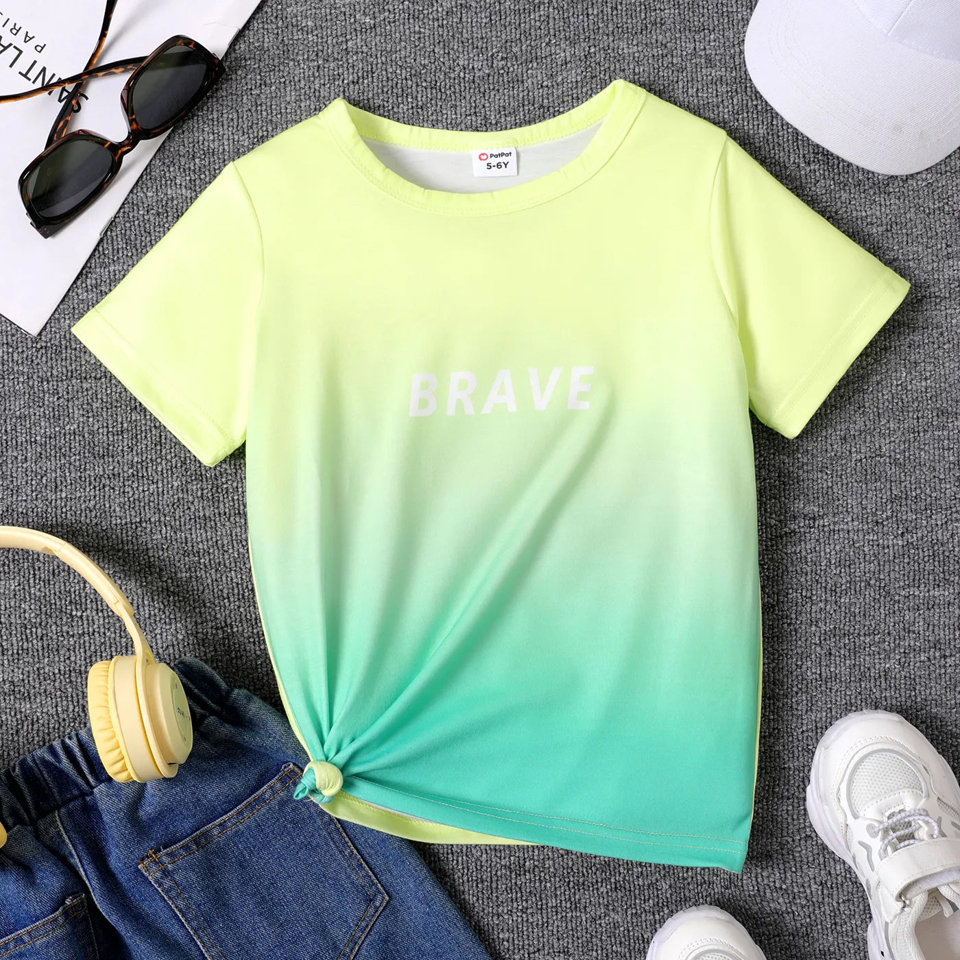 Kid Boy Letter Print Short-sleeve Ombre Tee   big image 1