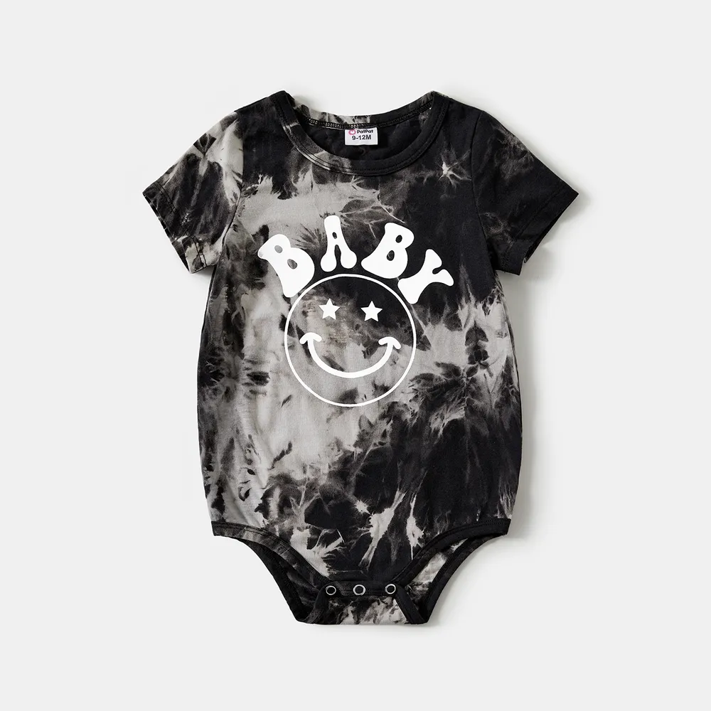 Family Matching Letter Print Tie Dye Short-sleeve Cotton Tee big image 1
