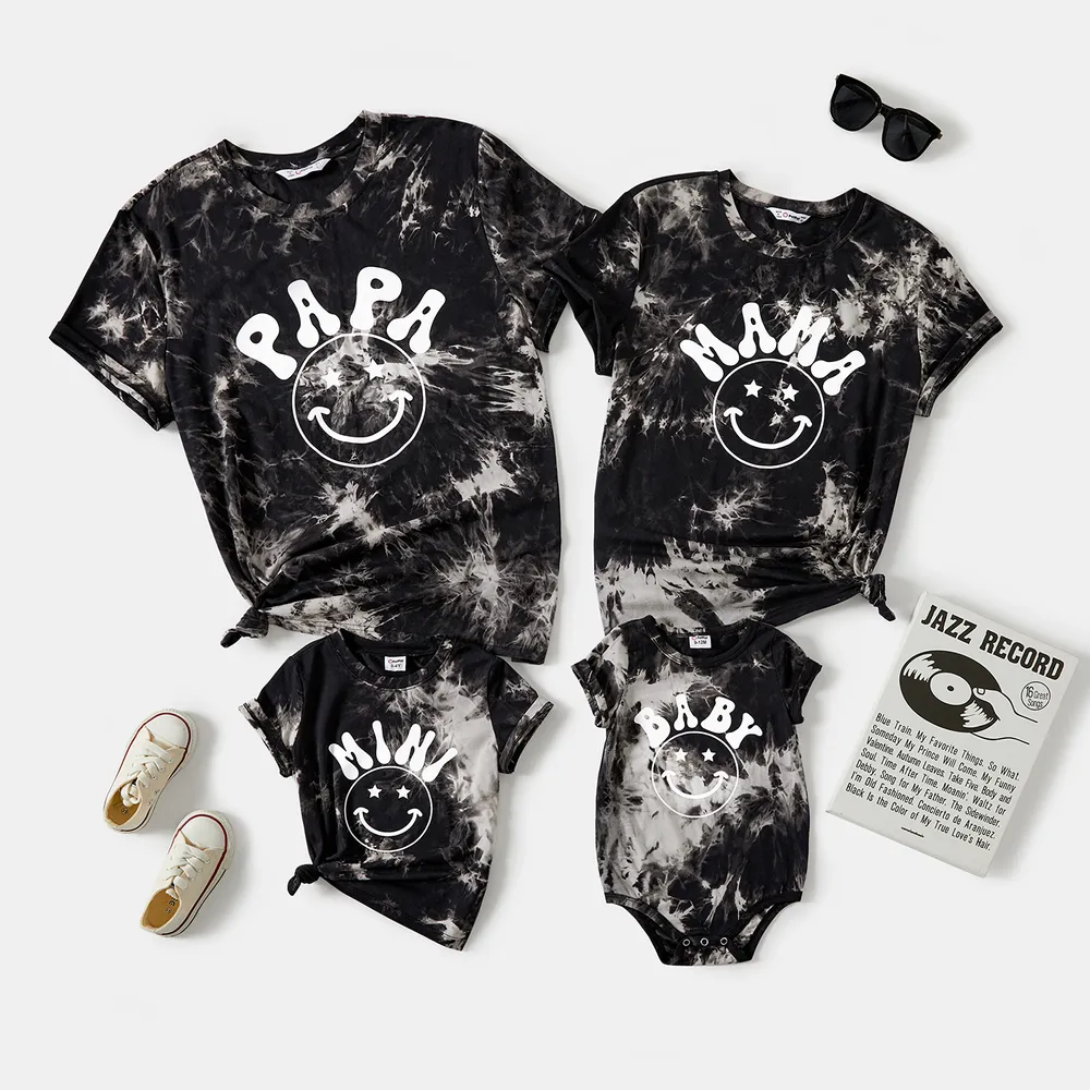 Family Matching Letter Print Tie Dye Short-sleeve Cotton Tee big image 2
