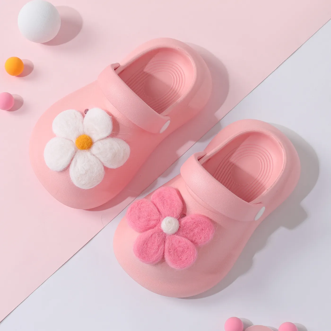 Toddler/Kid Floral Pattern Soft Sweet Hollow Shoes  Dark Pink