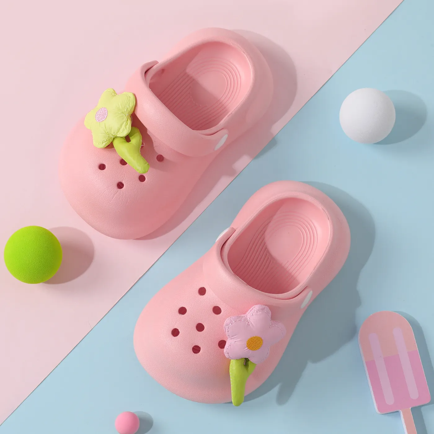 Toddler/Kid Floral Pattern Soft Sweet Hollow Shoes  Light Pink