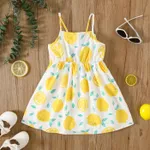 Toddler Girl Lemon Print Back Bow Cami Dress  yellowwhite