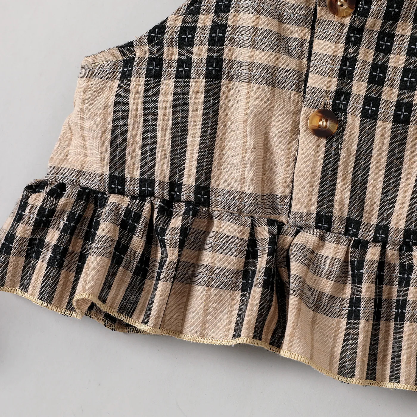 2pcs Toddler Girl Ruffle Hem Plaid Camisole and Pants Set   image 5